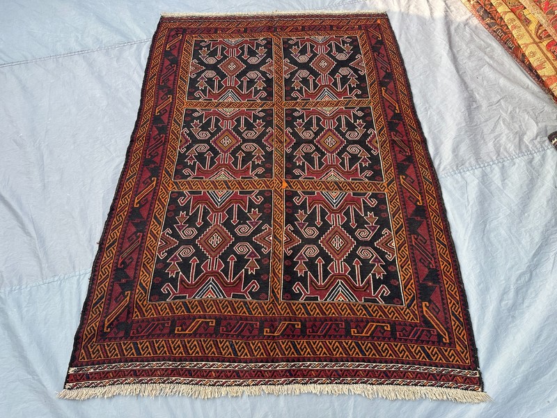 4'10 x 7'2 ft Vintage Hand Woven Maldari Kilim Rug Tribal Flat Weave Decor Rug gallery
