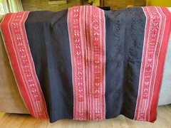 Stunning traditional handwoven Finnish folk art weaving raanu wall rug.
