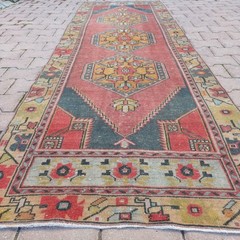 3×9 ft Faded Red Vintage Turkish Oriental Wool Runner Rug – Tariff Free