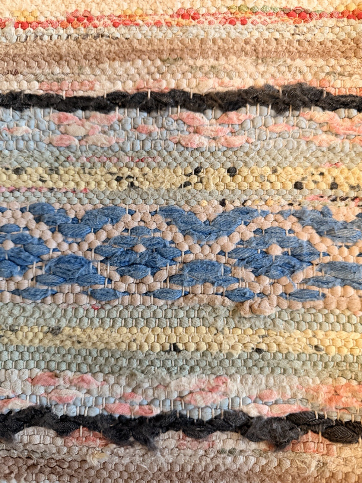 Lovely Swedish Hand Made Rag Rug (46.5 x 79 inches) 1920s gallery