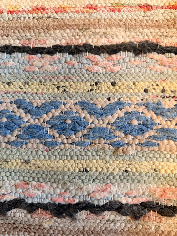 Lovely Swedish Hand Made Rag Rug (46.5 x 79 inches) 1920s gallery