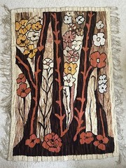 Vtg Hand Woven Polish European Kilim Tapestry Rug 64″ x 40″ MCM 1950s Floral