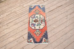 Turkish Kilim Rug 13”x33” Hand Woven Sivas Mini Wool Carpet 35x84cm Door Mat