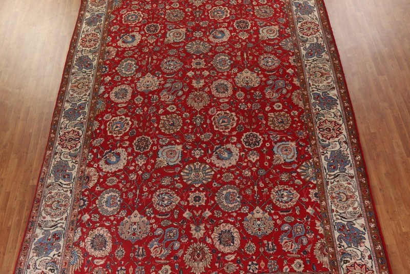 Vegetable Dye Red Wool Hand-knotted Living Room Rug Vintage Carpet 10x16 gallery