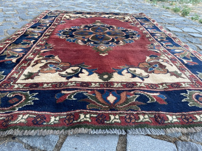 Bohemian Area Rug Handmade Wool Rug Turkish Vintage Traditional Rug 3,2 x 4,6 ft gallery