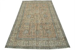 Vintage Oriental Rug 7’10” x 11’2” Pink Distressed Wool Hand-Knotted Carpet