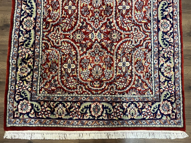 Indian Oriental Rug 4x7 ft Allover Floral Oriental Carpet Red Navy Blue Handmade gallery