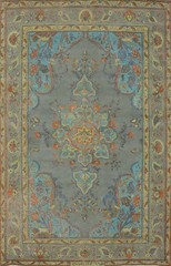 Elegant Gray Wool Traditional Vintage Over-Dyed Handmade Room Size Area Rug 7×10