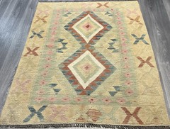 Vintage Kilim Traditional Hand Made Oriental Wool Kilim 4ft11inx3ft 136cmx106cm