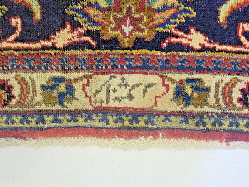 Antique Oriental Hand-Knotted Wool Area Rug Red/Blue Signed 9'7" x 13 gallery