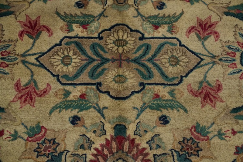 Vegetable Dye Traditional Ivory Wool Handmade Large Rug Living Room Carpet 11x13 gallery