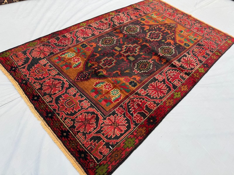 4x6 ft Hand Knotted Vintage Afghan Wool Area Rug Tribal Baluchi Geometric Carpet gallery