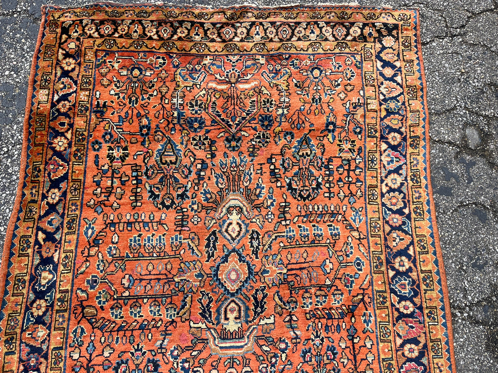 Antique Oriental Rug - 4x6 - handmade Wool Red Sarouk gallery