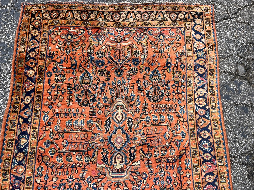 Antique Oriental Rug - 4x6 - handmade Wool Red Sarouk