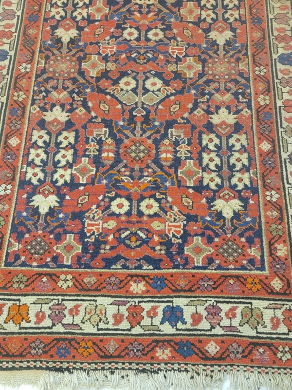 Antique Oriental Hand-Knotted Wool Runner Malayer Rust/Ivory/Blue 3'5" x 16'4" gallery