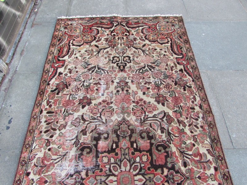Shabby Chic Worn Vintage Hand Made Traditional White Wool Long Rug 288x120cm gallery