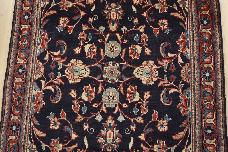 Vintage Oriental Runner 3’7” x 9’11” Blue Wool Hand-Knotted Oriental Rug gallery