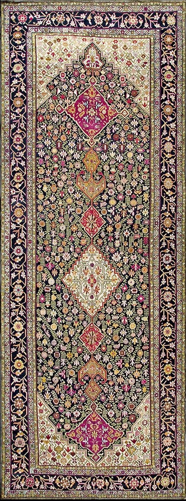 7'x19' Mid 19th Century Antique Caucasian Long and Narrow Wide Galley Karabagh