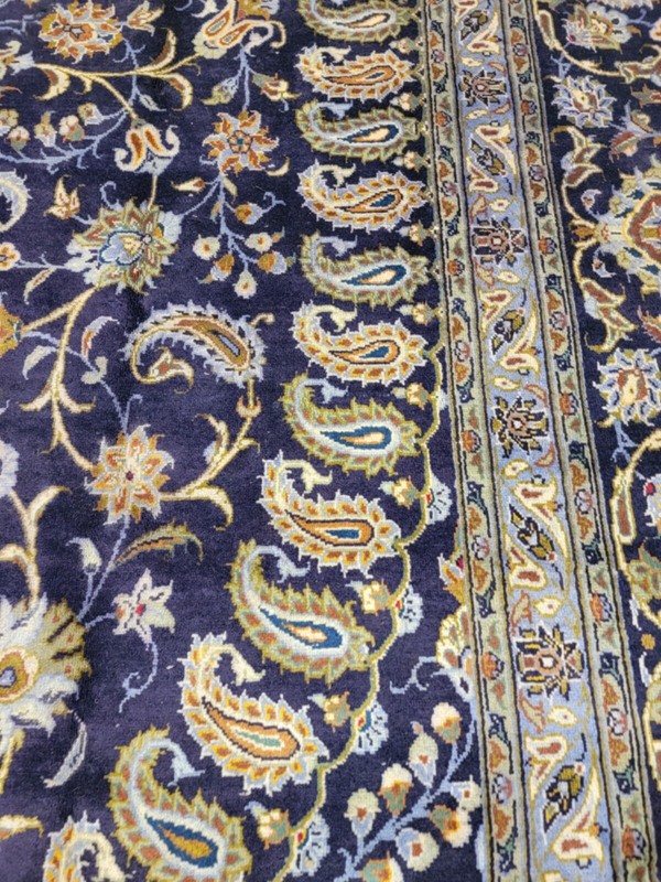 Antique Oriental Hand-Knotted Wool Area Rug Navy Blue/Ivory/Blue 10'2" x 15'10" gallery