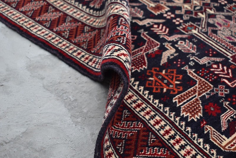 3'2 x 4'7 Fine quality vintage handmade afghan tribal baluchi pictorial rug, 3x5 gallery