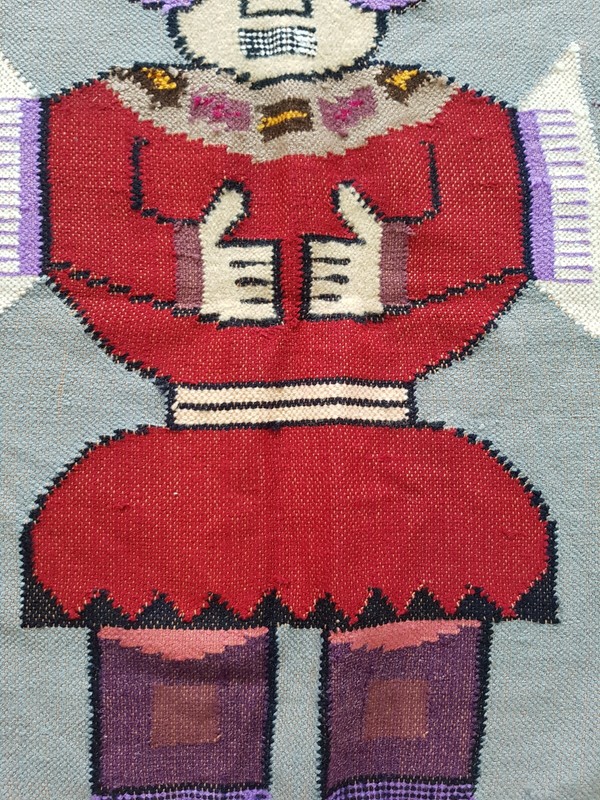 Vintage Handmade Peruvian Pictorial Wool Kilim Rug 35x106 cm gallery