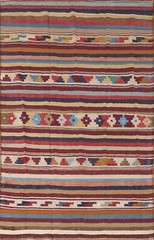 Flat-weave Vintage Vegetable Dye Rug Kilim Traditional Reversible Carpet 5×7