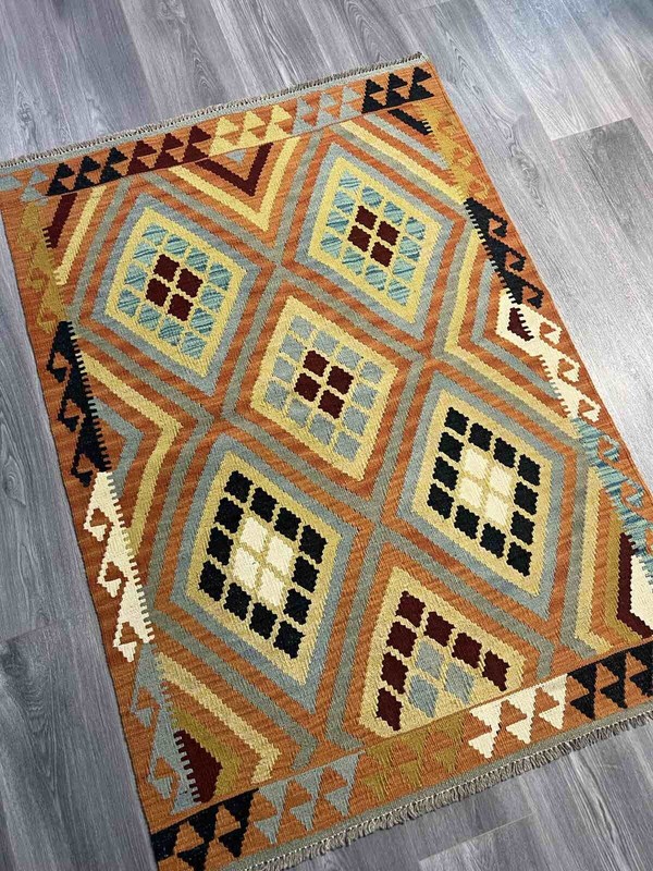 Vintage Kilim Traditional Hand Made Oriental Wool Kilim 5ftx3.2ft 144cmx100cm gallery