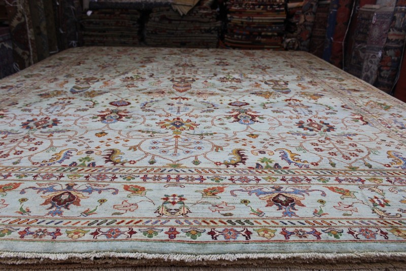 TOP QUALITY Handmade 9' x 12' Tabrez Oriental Rug NATURAL WOOL NATURAL DYES BLUE gallery
