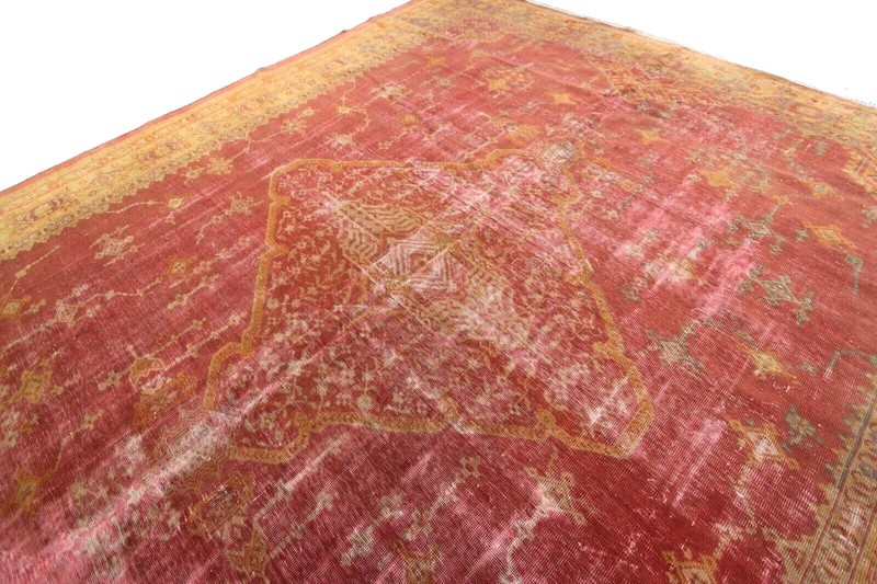 10x12 Rare Antique Turkish Oushak Rug "Shabby Chic" 300cm x 345cm c.1870 gallery