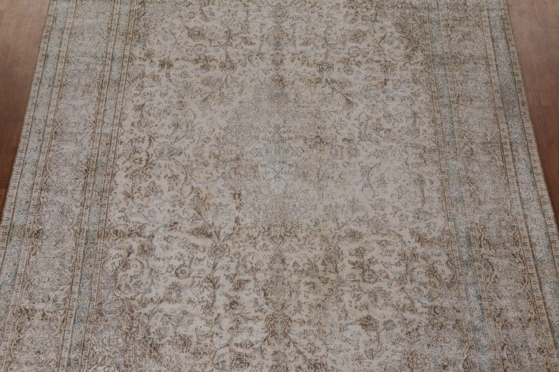 Muted Semi-Antique Distressed Kirman Living Room Rug 9x13 Handmade Wool Carpet gallery