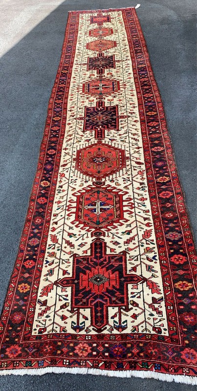 ANTIQUE ORIENTAL HERIZ SERAPI KAZAK UOSHAK SAROUK HAND WOVEN RUUNNER3'3"x15'1" gallery