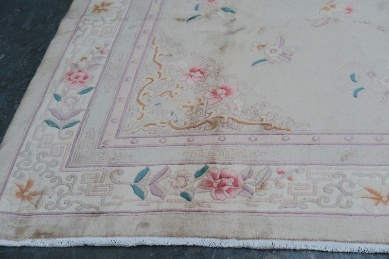 Vintage Chinese Rug Hand Knotted Wool Embossed 8'-1 x 10'-7 gallery