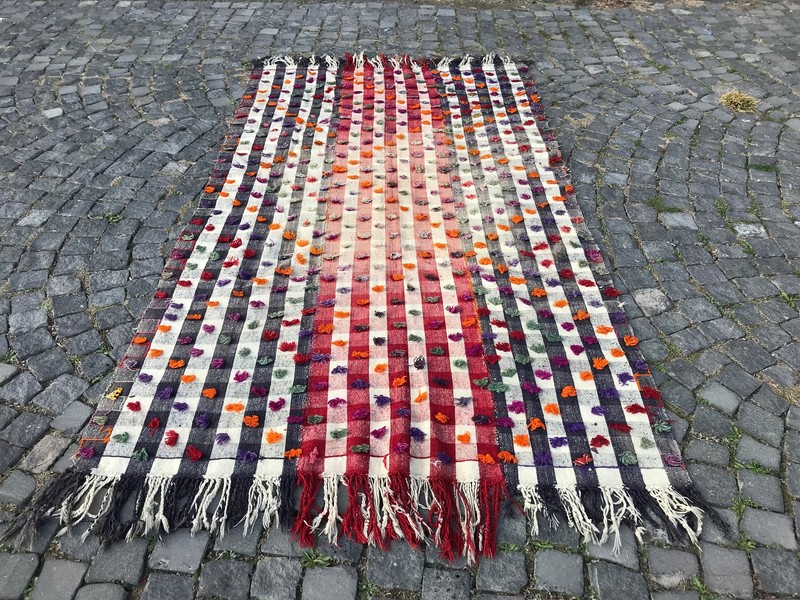 Turkish Vintage Kilim, Handmade Wool Kilim, Bohemian Large Kilim, 8.3 X 4.9 Ft gallery