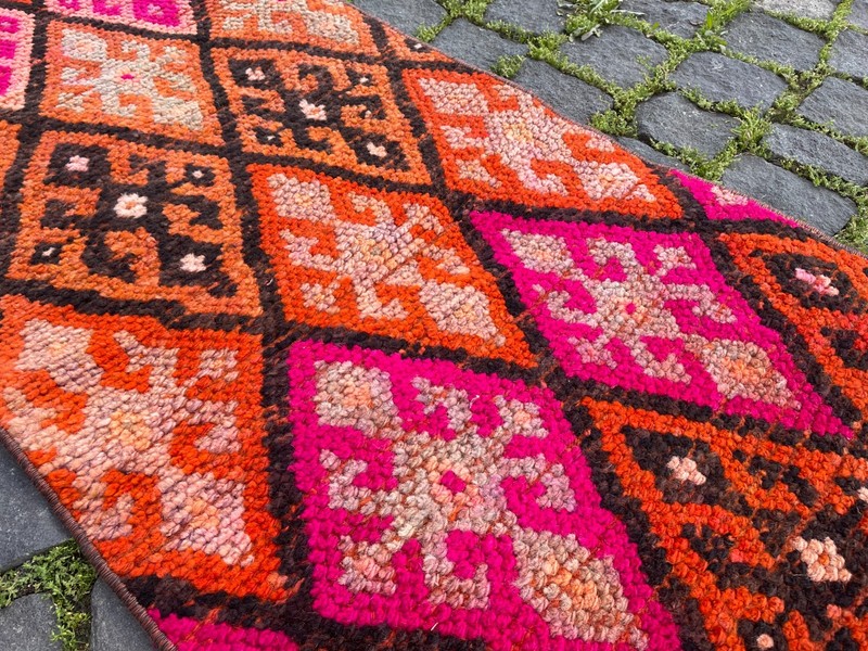 Bohemian Runner Rug, Turkish Vintage Rug, Handmade Wool Rug, 1,7 x 8,7 ft gallery