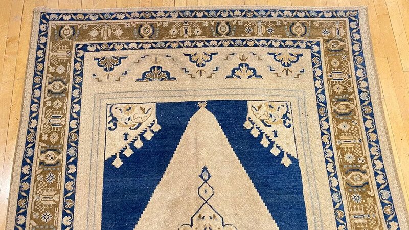 Bohemian Antique Ca1900-1939's Muted Colors, Wool Pile Oushak Area Rug 5’4"×9' gallery