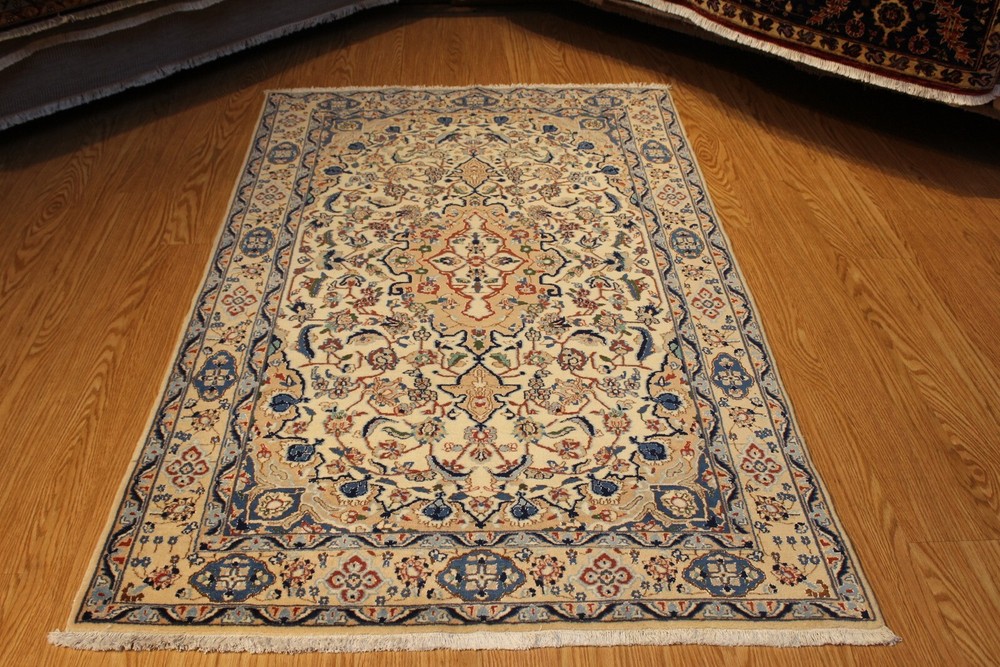 Handmade Hand Knotted Fine Quality Nain beige, Blue, Cream, Brown Color Rug