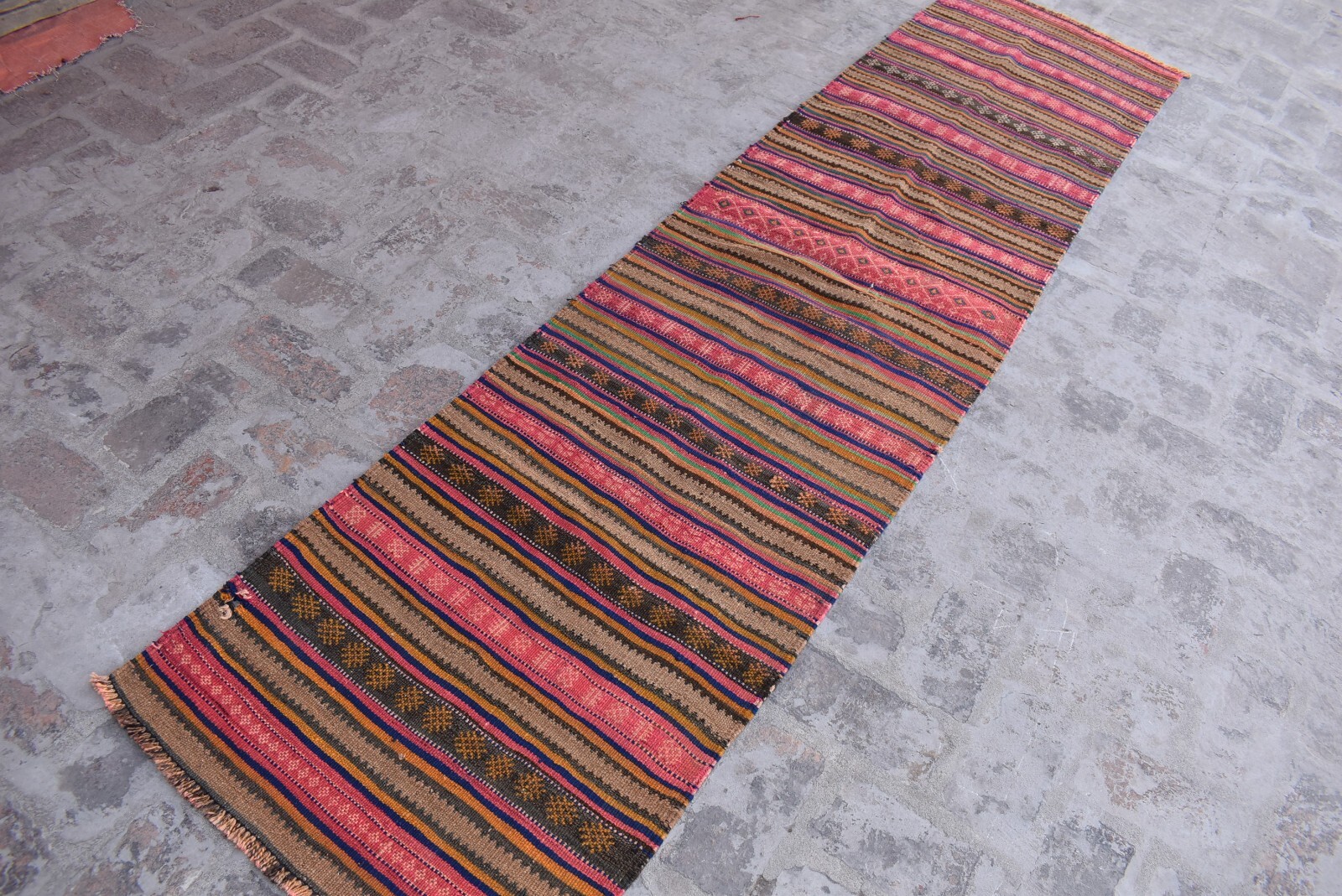 2x10 ft Vintage Afghan Tribal Kilim Rug Hand Woven Geometric Hallway Runner Rug gallery