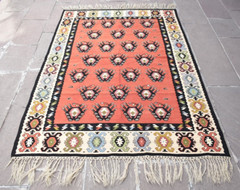 Vintage Sharkoy Rug 55” x 78” Flat Woven Sharkoy Kilim Fine Quality Wool Rug