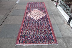 Fine Vintage Traditional Hand Made Oriental Wool Blue Kilim Runner 300x113cm