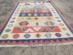 Distressed Fine Vintage Traditional Handmade Afghan Wool Kilim 3.9×2.8 ft