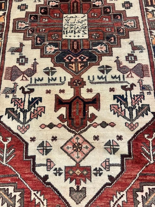 RARE Signed Dated Vintage Handmade Oriental Wool Runner Rug 3'6 x 9'2 Pictorial gallery