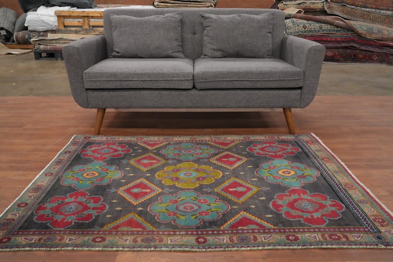 Traditional Geometric Handmade Wool Accent Rug 4x5 ft Vintage Foyer Carpet gallery