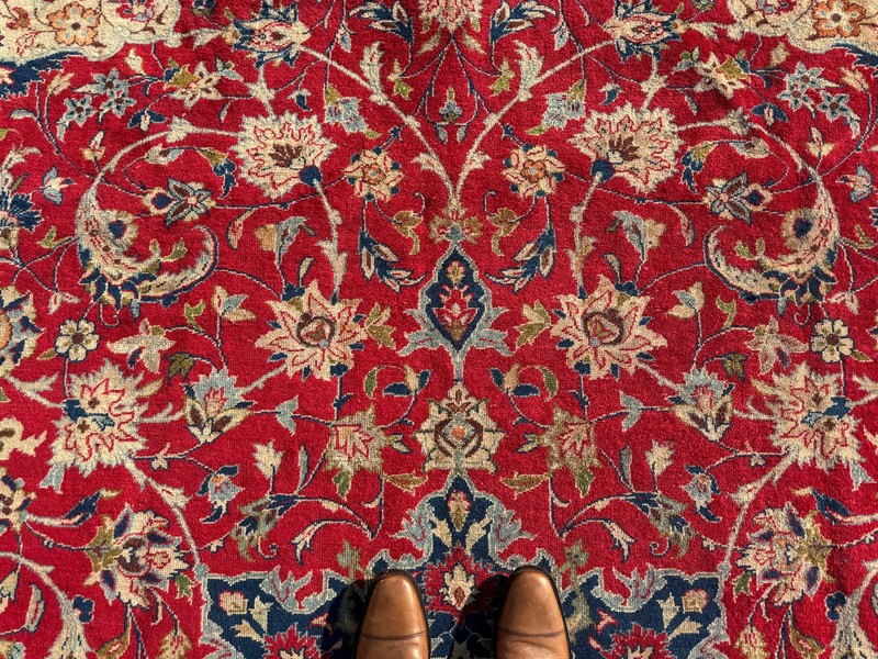 RED ANTIQUE ORIENTAL RUG 10x13 VINTAGE HAND-KNOTTED navy blue fine real 9x13 ft gallery