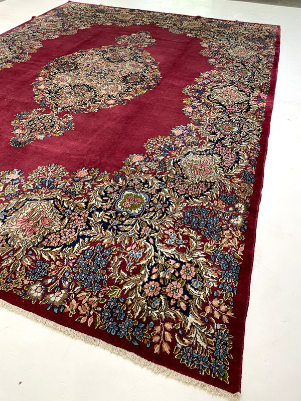 Antique Oriental Hand-Knotted Wool Area Rug Red/Blue/Ivory/Green 10'5" x 14'4" gallery