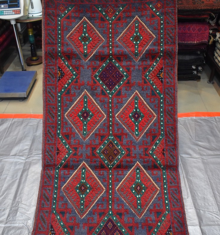 Antique Afghan Mushwani Runner Rug 2x11 Hand Knotted Wool Persian Style Hallway gallery