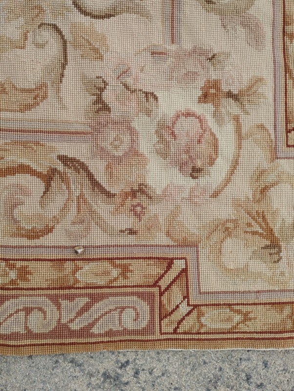 Vintage French Floral Needlepoint Handmade Multicolor Rug Wool Carpet 177x115 cm gallery