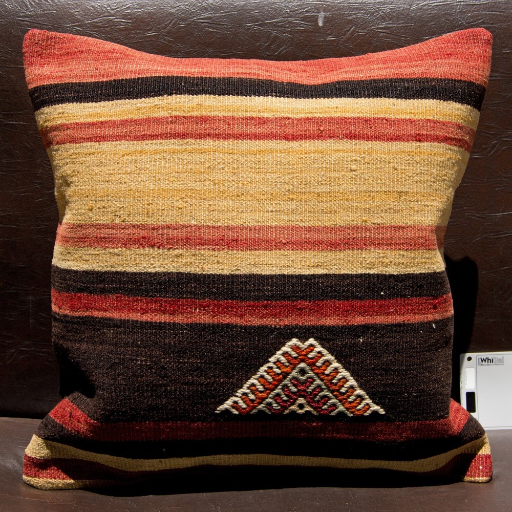20"x20" 50x50 Hand Woven Striped Wool Kilim Rug Vintage Pillow Cover Cushion