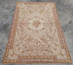 Vintage French Floral Needlepoint Handmade Multicolor Rug Wool Carpet 177×115 cm