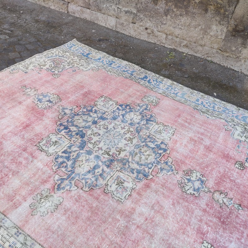 7.58 x 8.86 ft Turkish Oversized Vintage Area Rug , 8x9 Pastel Rug 231 x 270 cm gallery