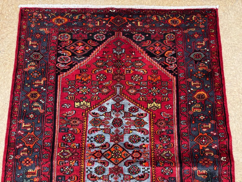 Vintage Hand Knotted Zanjan Wool Area Rug 5x7 Tribal Oriental Red Blue Geometric gallery